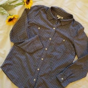 Old Navy Chambray White Dot Shirt